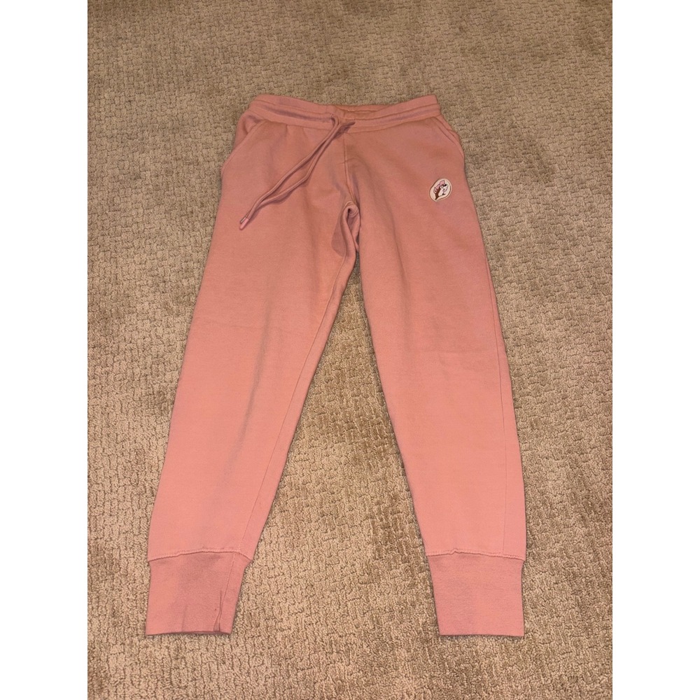 Buc-ee's Pink Fleece Jogger Sweatpants Beaver Patch size Small RN166573